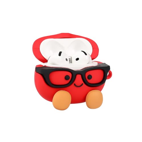 Cute Case for AirPods 4th Generation, for AirPods 4 Wireless Earbuds, XMBYGY Silicone Cartoon Charging Case Shockproof Protective Headphones Cover with Carabiner for Man Woman Teen - color: Tomatoe