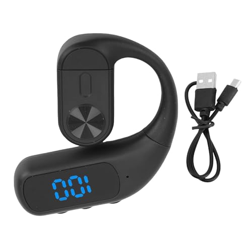 Zopsc Wireless Earpiece, Bluetooth Single Ear Hook Headset, Noise Canceling Mic, Digital Display Hands Free Earpiece for Driving Office, Black - color: Black
