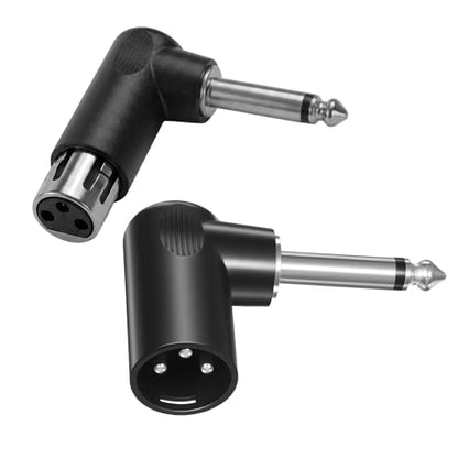 Right Angle Adapter Male to TS 1/4", 2 Pack Adjustable XLR 90 Degree Adapter Plug, 3-Pin XLR Male to 1/4" / 6.35 mm Female and Play Compatible with Mixers Microphones Amplifiers