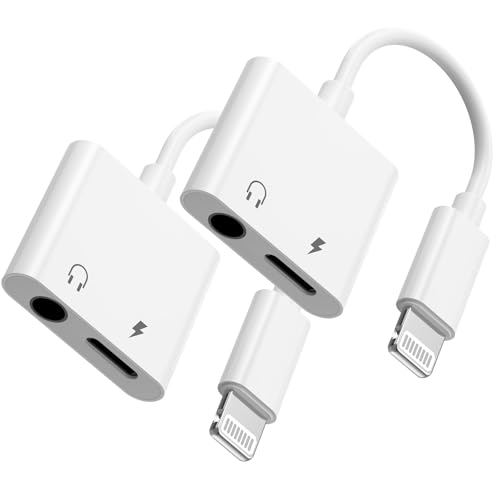 [Apple MFi Certified] Lightning to 3.5mm Headphone Jack Adapter | 2Pack iPhone Headphone Adapter Aux Audio Charger Dongle Cable Splitter Adapter Connector for iPhone14/Pro Max/13/Plus/12/11