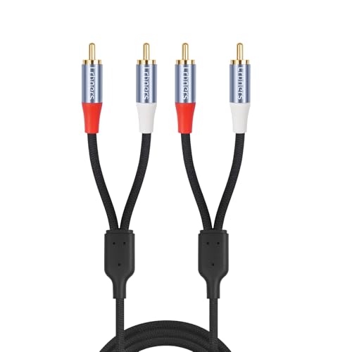 RCA 2 Male to 2 Male Audio Cable 6.6FT - Dual Shielded Gold-Plated RCA Interconnect Splitter Cable for Lossless Sound Quality, Home Theater & Turntables 2-Pack