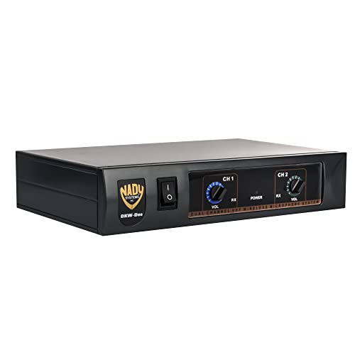 Nady DKW-Duo-HT Channel (B/D) VHF Dual Wireless Handheld Microphone System – Includes 2 Microphones, AC Adapter and Audio Cable
