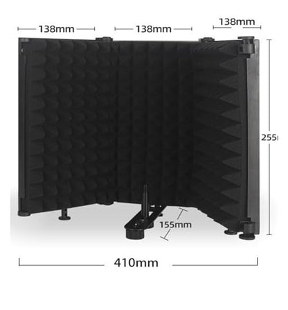 Microphone Isolation Shield with Sound Absorbing Panel – Vocal Recording Diffuser/Noise Deadening for Studio/Home Recording Gear