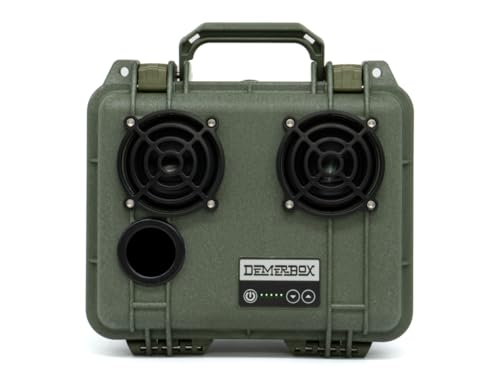 DemerBox: Waterproof, Portable, and Rugged Outdoor Bluetooth Speakers. Loud Sound, Deep Bass, 40+ hr Battery Life, Dry Box + USB Charging, Multi-Pairing Party Mode. Built to Last - color: Pesaro Green