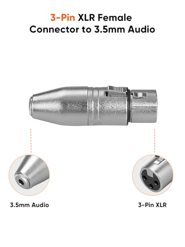 3.5mm to XLR Female Stereo,3 Pin XLR to 1/8'' inch TRS Microphone Extender | 2PCS 3.5mm TRS Mini-Jack to XLR Audio Jack Converter for Camcorder,Mixer,Speaker,Microphone,Amplifier - size: XLR Female