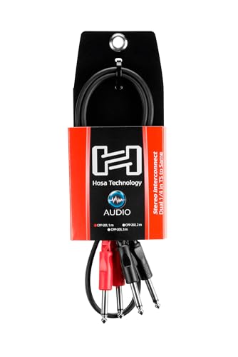 Hosa CPP-201 Stereo Interconnect, Dual 1/4 Inch TS to Same, 3.3 Feet | Unbalanced audio connection with 1/4 inch TS connectors and 3.3 foot length - size: 3.3 Feet