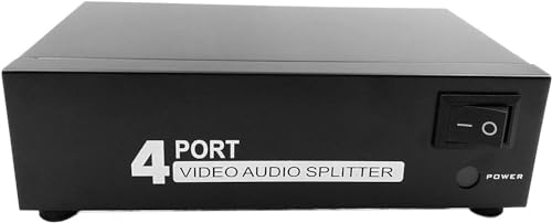 QiCheng&LYS Powered 4 Way 3 RCA Splitter Box 1 in 4 Out Composite Video Audio Distribution Duplicator with Power Adapter for Cable Box DVD DVR Analog TV Port (1 in 4 Out) - color: 1 In 4 Out