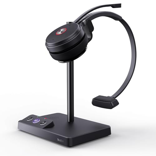 Yealink WH62 Mono Wireless DECT Headset for IP Phone & PC, Teams Certified | 525 ft Long Range Work Headphone with Dual Noise Canceling Microphones, Quick Mute & Call Control, 13H Talk Time, Busylight, - style: WH62 Mono Teams