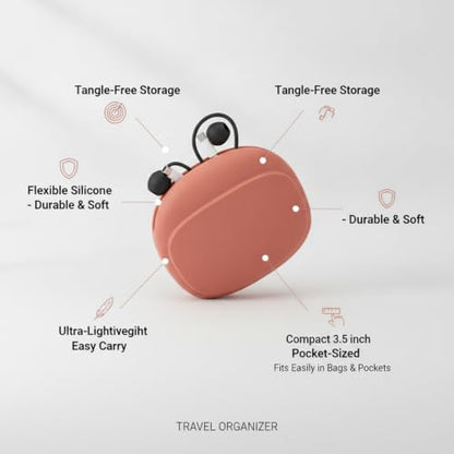 Silicone Organizer Pouch for Small Tech Accessories, Compact Travel Case for Cables and Adapters