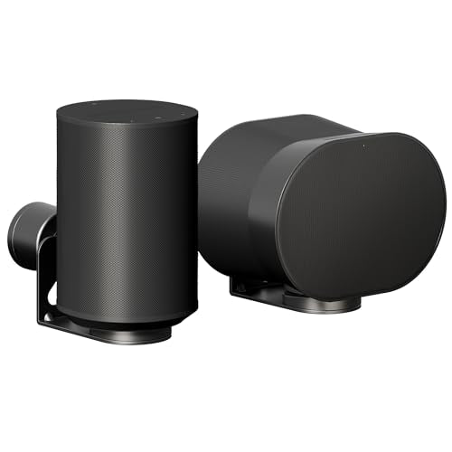 Speaker Wall Mount for Sonos Era 100 and Era 300, 1 Pair, Black | Flexible Angle Adjustment, Surround Sound Speaker Wall Bracket Compatible with Sonos Era Speakers - color: Black