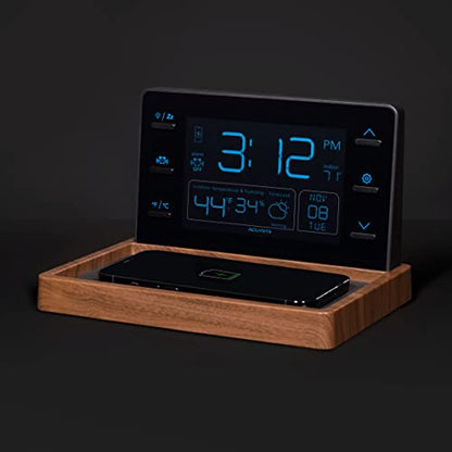 AcuRite Weather Valet with Qi-Certified Wireless Charging Pad, Auto-Dimming LCD Screen, Alarm Clock, Hyperlocal Forecast, Outdoor Temperature and Humidity Measurements, Indoor Temperature Reading