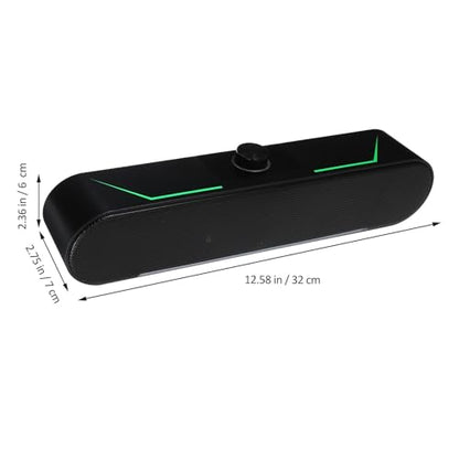 jojofuny Compact Wired Soundbar for Computer with LED Lighting and Space-Saving Design, Plastic Desktop Speaker for Home Use