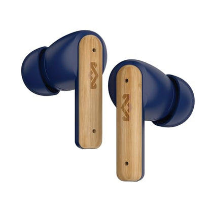 House of Marley Little Bird True Wireless Earbuds, Touch Controls, Built-in Mic, 24 Hours Playtime with Case, USB-C Quick Charge, Sustainable Materials, Movie and Gaming Mode (Blue) - color: Blue
