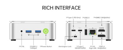 GMKtec Mini PC Computer, G10 Ryzen 5 3500U (Beats N150/4300U/3200U), 16GB RAM 512GB SSD 2.5GbE NIC LAN Desktop Office Home Business HTPC, Triple 4K Display, WiFi, BT, USB-C, DP, Type-C PD, HDMI 2.1 - size: R5 3500U 16GB DDR4+512GB
