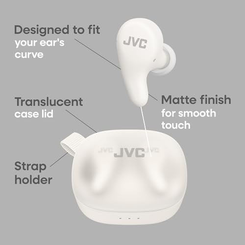 JVC Gumy Premium True Wireless Earbuds Noise Cancelling, Bluetooth 5.4 Headphones 26H Battery, ANC Ambient Mode, Gaming Low Latency, USB-C Case - color: White