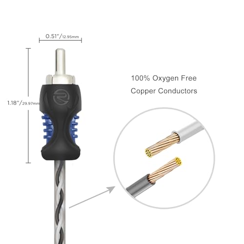 RECOIL RCI-26 6ft 2-Channel RCA Audio Cable Twisted Pair Noise Reduction | 100% Oxygen Free Copper - style: 6ft 2-Channel RCA