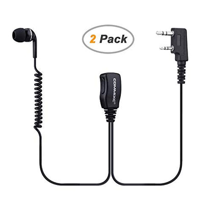 2 Pack in-Ear Walkie Talkie Headset, 2-Pin Compatible with Kenwood Bao Feng | Walkie Talkie Earpiece with Mic PTT, 3.5mm/2.5mm Two-Way Radio Earpiece