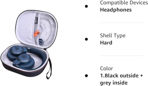 Case for JBL Tune 770NC/510BT/720BT/520BT/670NC/520C Headphones Gray | Hard Carrying Travel Case for JBL Live 770NC/670NC/680NC/780NC Headphones - color: 1.Black outside + Grey inside