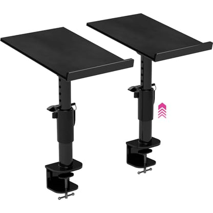 Liquid Stands 스튜디오 모니터 스탠드 - 뮤직 스튜디오 데스크탑 스피커 스탠드 - 2팩 30.5 x 22.9cm(12 x 9인치) 클램프 온 조절 가능한 쇼트 또는 톨 스피커 지원, 음악 부스 데스크 오디오 모니터 스탠드 마운트 틸트 포함