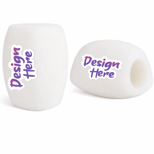Custom Fuzzy Microphone Windscreen, Plush Foam Mic Cover with Logo or Text, Triple-Side Printable, Wind Noise Reduction, Fits Most Handheld Microphones (White) - color: White