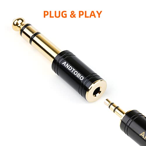 ANDTOBO 1/4''(6.35mm) Male to 1/8'' (3.5mm) Female Stereo Audio Jack Pure Copper Adapter for Headphone, Amp, 3 Pack-Black - color: 1/4 Male to 3.5mm Female -3PACK