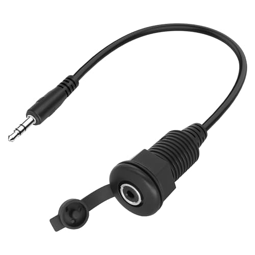 XMSJSIY 3.5mm TRS Panel Mount Stereo Audio Cable 3.5mm 1/8" TRS Male Plug | to Female Jack Embedded Mount Headphone Adapter Cable for Extension Car RV Furniture Audio Port-20cm/7.8in 1PCS