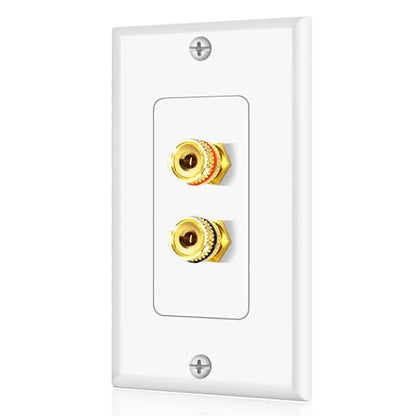 TNP Speaker Wall Plate for 1 Speaker, Banana Plug, Single Gang, White