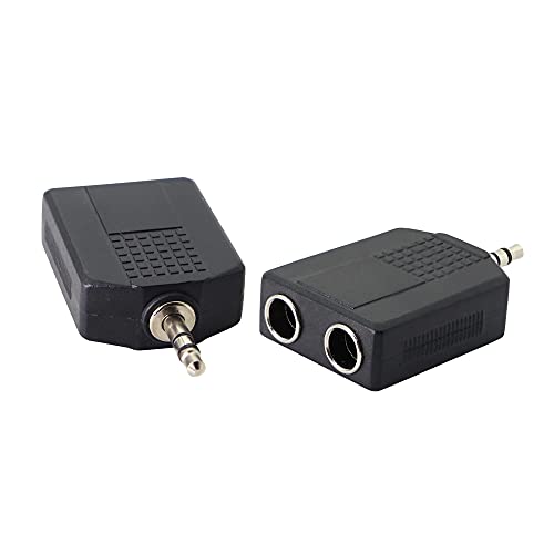 3.5mm (1/8 Inch) to 6.35mm (1/4 Inch) Stereo Audio Splitter，TRS 3.5mm Male to Two 6.35mm Female nterconnect Audio Connector Adapter(2-Pack)
