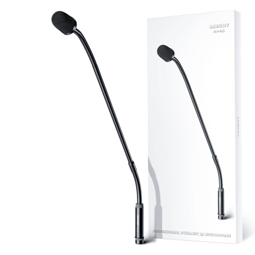 MRSDY 23 Inch Gooseneck Microphone, 3pin XLR Metal Wired Dynamic Podium Mic | Clear sound quality, noise reduction, all-metal construction, dual hose, cardioid directionality, 360° rotation, and 90° bend