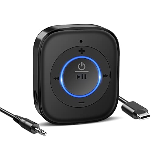 Golvery Bluetooth 5.4 Receiver, HiFi Wireless Audio Adapter for Car/Speaker | 3.5mm AUX Bluetooth Adapter for Home Stereo/Wired Headphones, Built-in Microphone for Handsfree Calls, Dual Connection, 20H - style: Stereo J207 with Mic & Volume Control