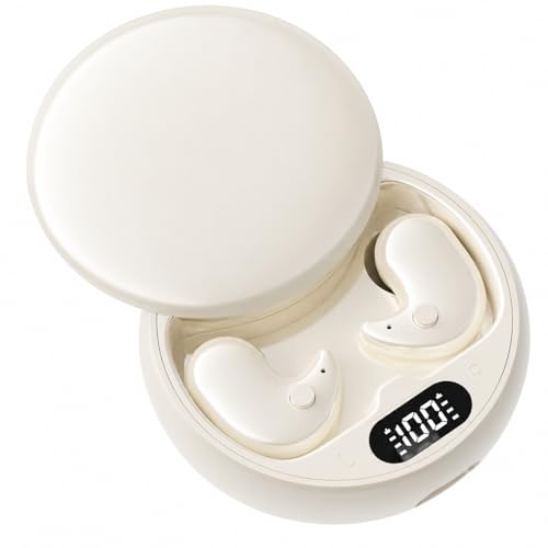 Micool Invisible Sleep Wireless Earphone, Ipx5 Waterproof Earbuds, Lightweight Sleep Headphones Bluetooth 5.3, Painless Sleeping Earphones for Sensitive Sleeper with Long Battery Life (Light Yellow) - color: light yellow