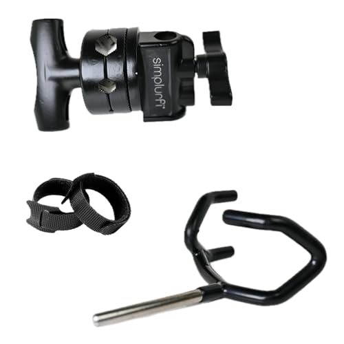 Microphone Boom Pole Mounting Kit with Cradle and 2.5-inch Grip Head - Sturdy Metal Holder for C-Stands and Mic Stands - Audio Recording and Boompole Support - black