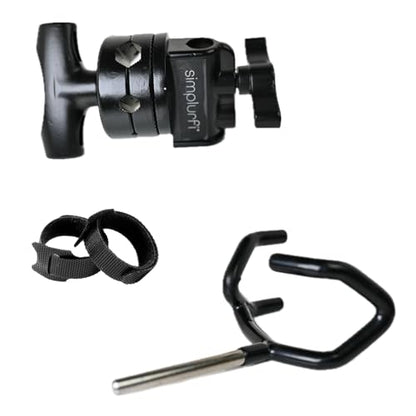 Microphone Boom Pole Mounting Kit with Cradle and 2.5-inch Grip Head - Sturdy Metal Holder for C-Stands and Mic Stands - Audio Recording and Boompole Support - black