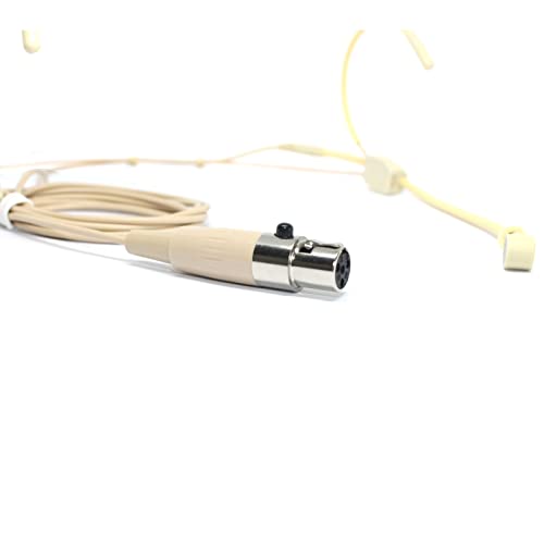 6028 Headset Microphone Headworn Condenser Mic for Shure Wireless System Bodypack Transmitter,Beige - Uni-Directional