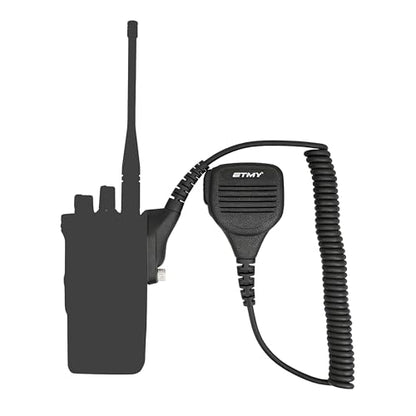 ETMY Multi-Pin Speaker Mic Compatible with APX 6000 7000 8000 & XPR 6000 7000 Series Radios - 360° Rotating Clip, PTT Button & 3.5mm Jack, Secure Locking Connector 1 Pack