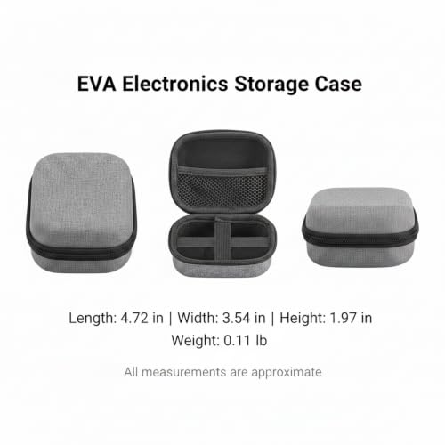 Compact EVA Case for Cables, Earbuds & Small Electronics - Portable Zippered Organizer Pouch, Gray