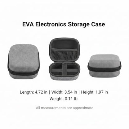 Compact EVA Case for Cables, Earbuds & Small Electronics - Portable Zippered Organizer Pouch, Gray