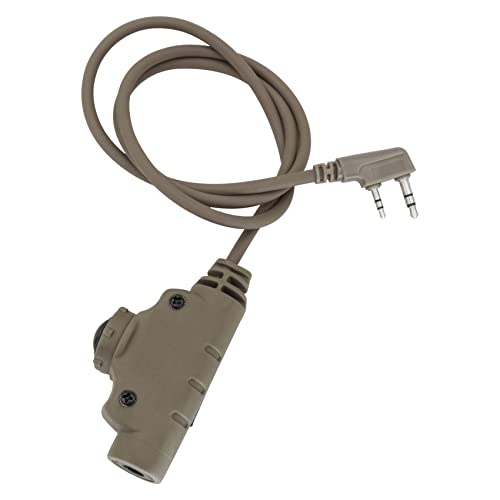 HEARFALCOM U94 PTT Tactical Headset Adapter V2 PTT Push to Talk Adapter Kenwoo 2 Pin Ptt Compatible with Civilian Version Tactical Headset Suitable for Airsoft Hunting Sports (DE 1) - color: sand