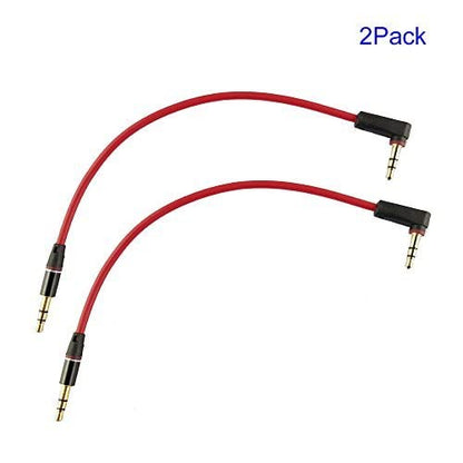 Seadream 3.5mm Aux Cable Short 2Pack 8inch 3Port | 3.5mm Right Angle Male to Male Stereo Audio Cable Replacement for Headphones, iPods, iPhones, iPads, Home / Car Stereos