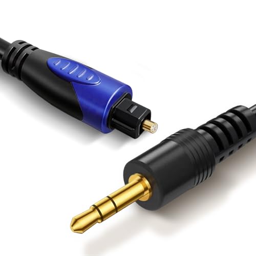 192KHz DAC Optical to 3.5mm Converter, Optical Audio Cable to AUX Adapter, Unidirectional from Digital to Analog SPDIF to 3.5mm Cable for Connecting TV (Optical) to Speaker & Headphone - color: Deep Blue
