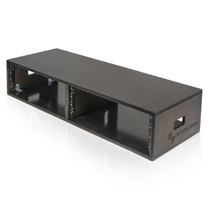 Sound Town DIY 2 x 4U Double-Bay Studio Rack for Home Studio and Recording Room, Baltic Birch Plywood, Black Espresso (SDRK-D4D) - size: 2 x 4U, Black Espresso