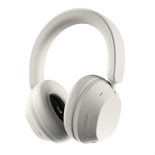 Clemm Ambience Over-Ear Headphones, Active Noise Canceling & Transparency Mode, 65H Playtime, Bluetooth, 40mm Drivers, Built-in Mic, Memory Foam Earcups, Aux Cable Included, Ivory - color: Ivory
