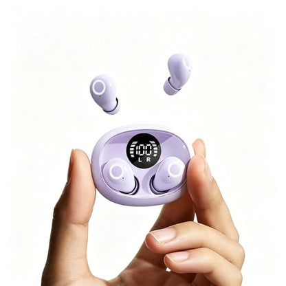 Smallest Invisible Earbuds Wireless Bluetooth, Low Profile Micro Tiny Discreet Hidden Earbuds for Work,Mini Small Headphones, Invisible Sleep Wireless Earphone for Small Earbuds (Purple) - color: Purple