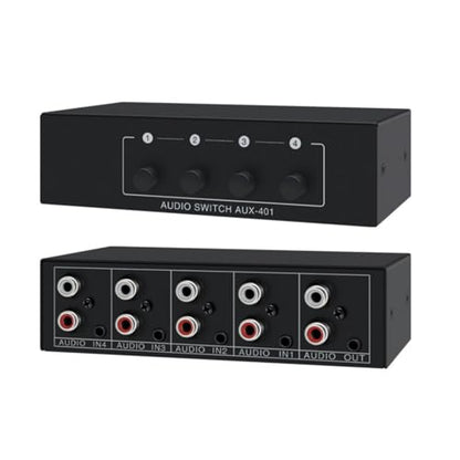 3.5mm Aux RCA L/R Bi-Directional Audio Switcher Selector, 4 in 1 Out A/B Analog Audio Switcher Selector