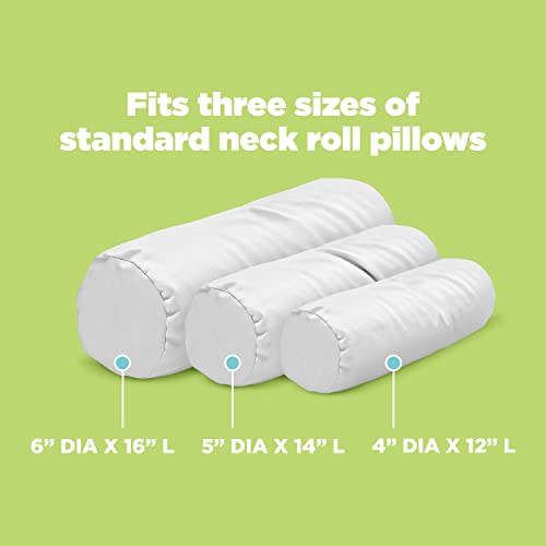 Cotton Neck Roll Pillowcase - Hypoallergenic and Smooth Natural Fabric Pillow Protector - Soft and Breathable Sateen Weave Pillow Cover with Enclosed Sleeve Design - Made in USA - White, 4" x 12" - color: White (Sateen Weave), size: 4" x 12"