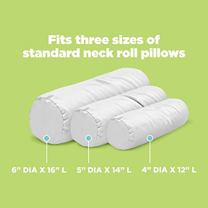 Cotton Neck Roll Pillowcase - Hypoallergenic and Smooth Natural Fabric Pillow Protector - Soft and Breathable Sateen Weave Pillow Cover with Enclosed Sleeve Design - Made in USA - White, 4" x 12" - color: White (Sateen Weave), size: 4" x 12"