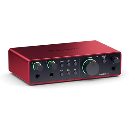 Focusrite Scarlett 2i2 Studio 4th Gen USB Audio Interface Bundle for the Songwriter with Condenser Microphone and Headphones for Recording, Streaming, and Podcasting | 2 Mic Preamps, 2 Hi-Z Inputs, Auto Gain, Clip Safe, Air Modes, CM25 MkIII Mic, SH-450 H