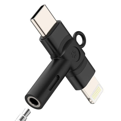 USB C Lightning to 3.5mm Headphone Jack Adapter (2in1) for iPhone 17 16 15 14 13 Pro Max Aux Cable Audio Female Dongle Car Microphone Port Splitter Compatible with Samsung for Ipad Male Plug