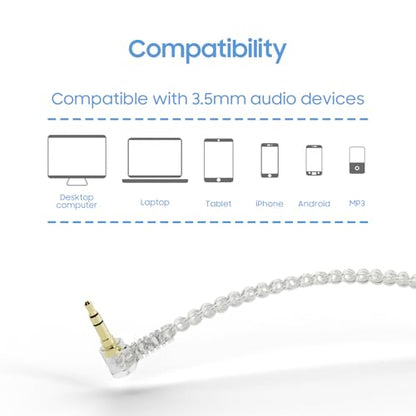 BASN IEM Earphone Cable,1.5m Wired Detachable MMCX Connector in Ear Monitor Cable for BASN Bsinger, Bmaster, MMCX Series (SC100-MMCX-White) - color: SC White