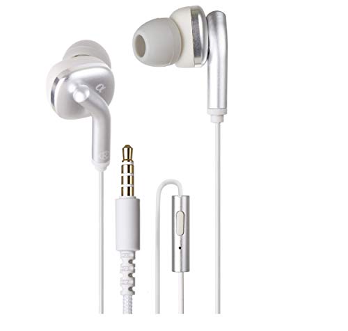 Alphasonik Premium In Ear Alpha Bass Noise Isolating Headset Earphones/Earbuds/Headphones with Stereo Microphone & Remote Control Made for Apple iPhone iPad iPod Samsung Galaxy Android Smartphones - style: Silver